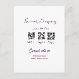 Scan to pay business logo Q R code social media Postcard