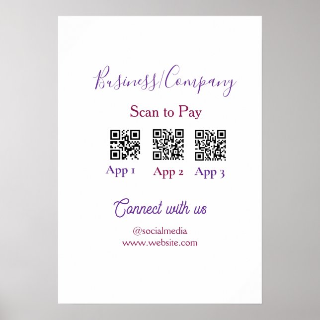 Scan to pay business logo Q R code social media  Poster (Front)