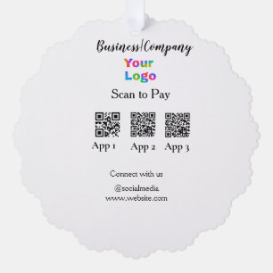Scan to pay business logo Q R code social media Tree Decoration Card