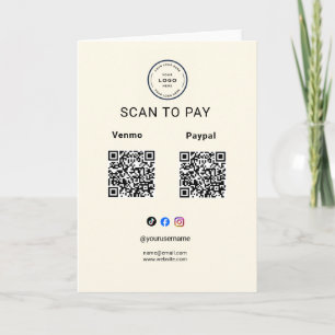 Scan To Pay Business Logo Qr Code Pedestal Card