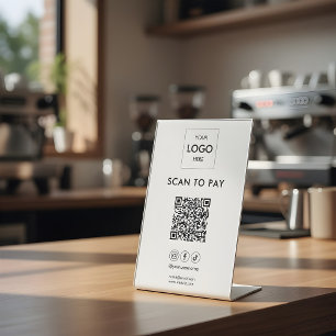 Scan To Pay Business Logo Qr Code Pedestal Sign