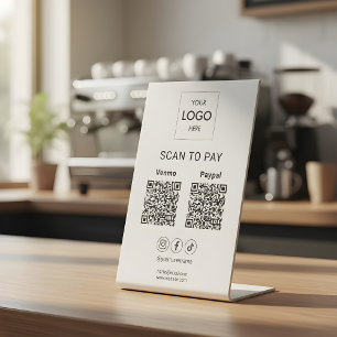 Scan To Pay Business Logo Qr Code Pedestal Sign