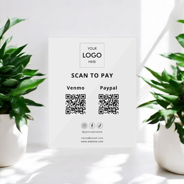 Scan To Pay Business Logo Social Media Acrylic Sign (Creator Uploaded)