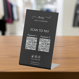 Scan To Pay Business Qr Code Script Black Pedestal Sign