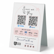 Scan To Pay Business Sign | Logo Scannable QR code