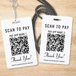 Scan to Pay Dual Payment QR Code Wearable Vendor ID Badge