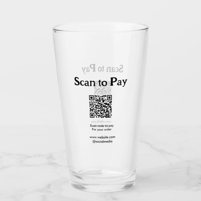 Scan to pay for order QR code add website social m Glass (Front)