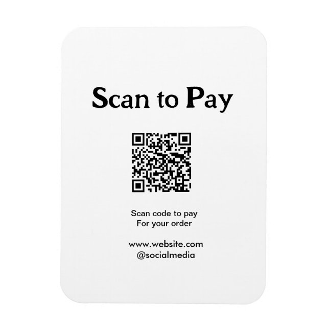 Scan to pay for order QR code add website social m Magnet (Vertical)