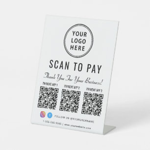 Scan to Pay Logo 3 Payment QR Codes Pedestal Sign