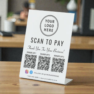 Scan to Pay Logo 3 Payment QR Codes Pedestal Sign