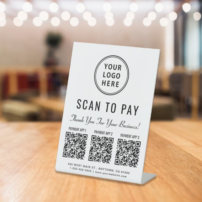 Scan to Pay Logo 3 Payment QR Codes Pedestal Sign (Creator Uploaded)