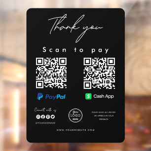 Scan to Pay Logo Paypal Cash App QR Code Thank you