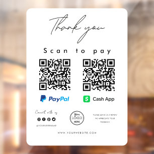 Scan to Pay Logo Paypal Cash App QR Code Thank you