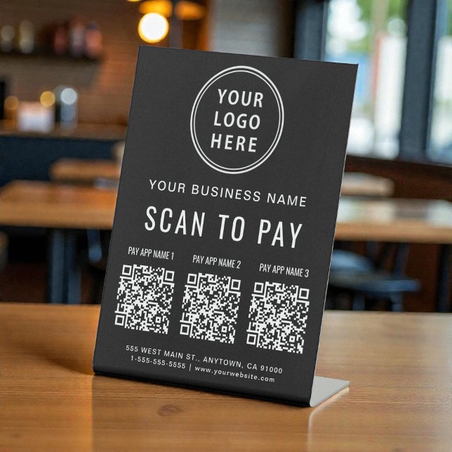 Scan to Pay Multi-App QR Code Tabletop Pedestal Sign (Scan to Pay QR Codes Tabletop Pedestal Sign)