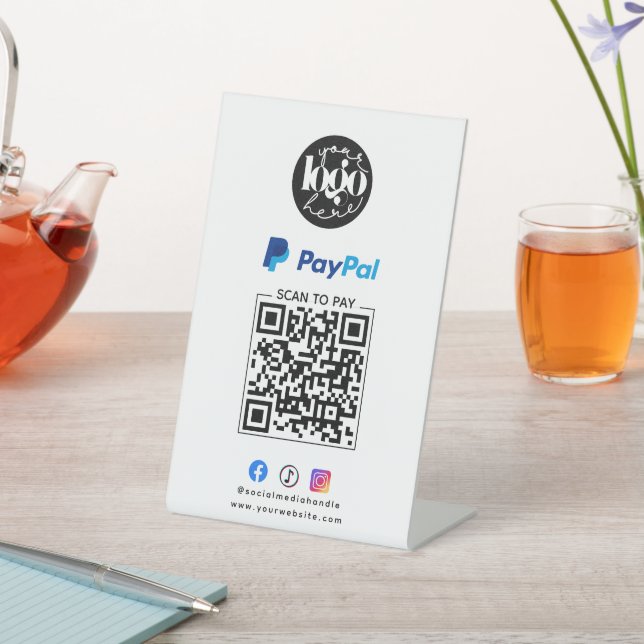  Scan to Pay PayPal QR Code Business Logo Pedestal Sign (In SItu)