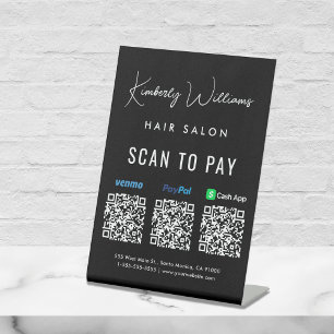 Scan to Pay Paypal Venmo CashApp QR Code Business  Pedestal Sign