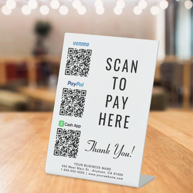 Scan to Pay Paypal Venmo CashApp QR Codes Pedestal Sign (Creator Uploaded)