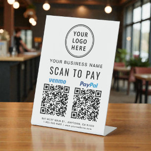 Scan to Pay Paypal Venmo QR Codes Logo Pedestal Sign