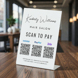 Scan to Pay Paypal Venmo Zelle QR Code Business Pedestal Sign