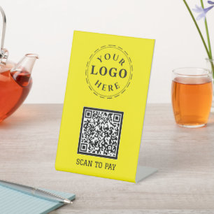 Scan to Pay Pedestal Sign with QR Code & Logo
