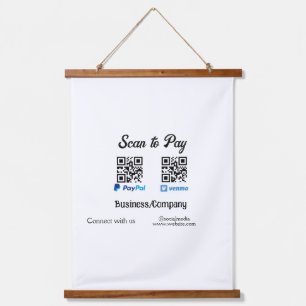 Scan to pay q r code paypal venmo add your website hanging tapestry