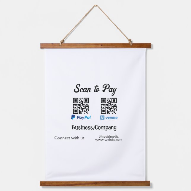 Scan to pay q r code paypal venmo add your website hanging tapestry (Front)