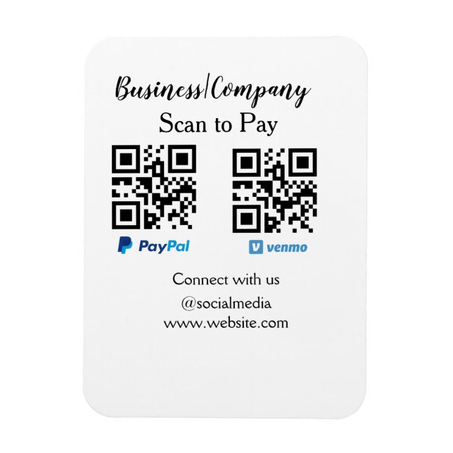 Scan to pay q r code paypal venmo add your website magnet (Vertical)