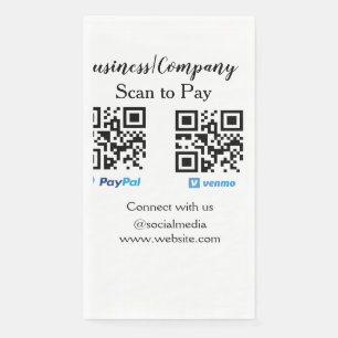 Scan to pay q r code paypal venmo add your website napkin