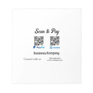 Scan to pay q r code paypal venmo add your website notepad