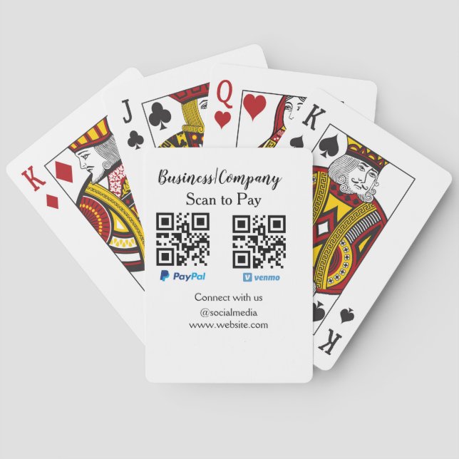 Scan to pay q r code paypal venmo add your website playing cards (Back)