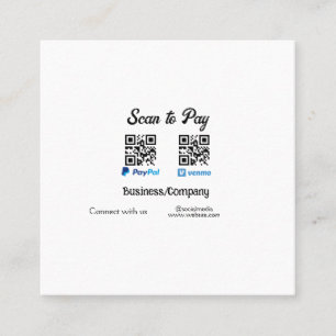Scan to pay q r code paypal venmo add your website square business card