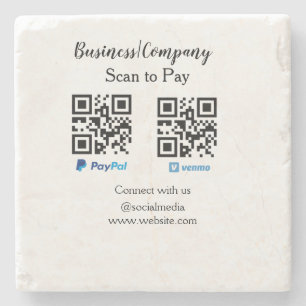 Scan to pay q r code paypal venmo add your website stone coaster