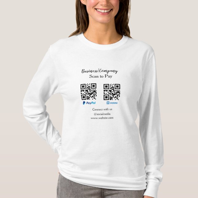 Scan to pay q r code paypal venmo add your website T-Shirt (Front)