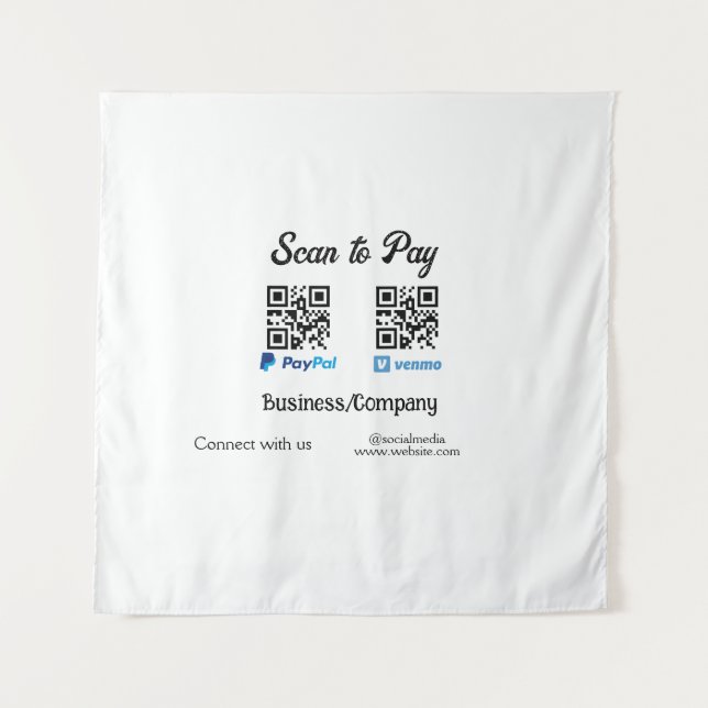 Scan to pay q r code paypal venmo add your website tapestry (Front)