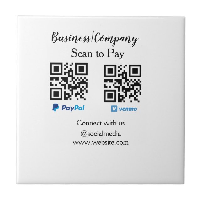 Scan to pay q r code paypal venmo add your website tile (Front)