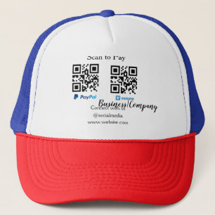 Scan to pay q r code paypal venmo add your website trucker hat
