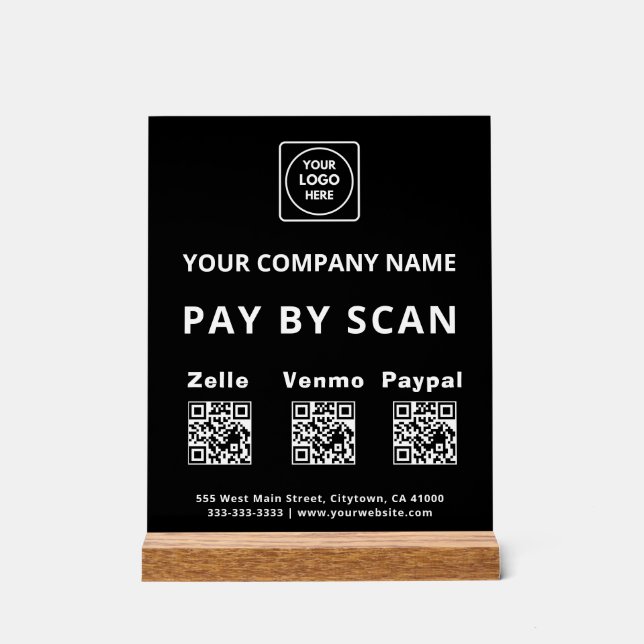 Scan to Pay QR Acrylic Sign (Front)