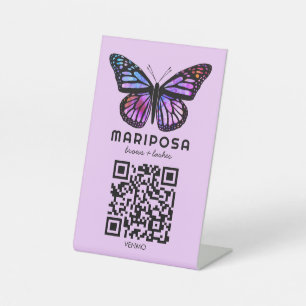 SCAN TO PAY QR Butterfly Aesthetician Beauty Salon Pedestal Sign