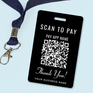 Scan to Pay QR Code Black ID Badge