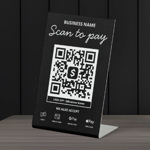 Scan to Pay QR Code Cash App & More Pedestal Sign