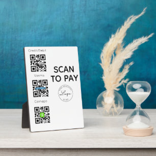 Scan to pay QR Code Logo Contactless Sign  Plaque