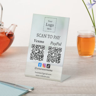 Scan To Pay QR Code Payment Business Table Tent  Pedestal Sign
