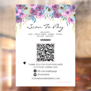 *~* Scan to PAY QR code Payment FLORAL Window Cli