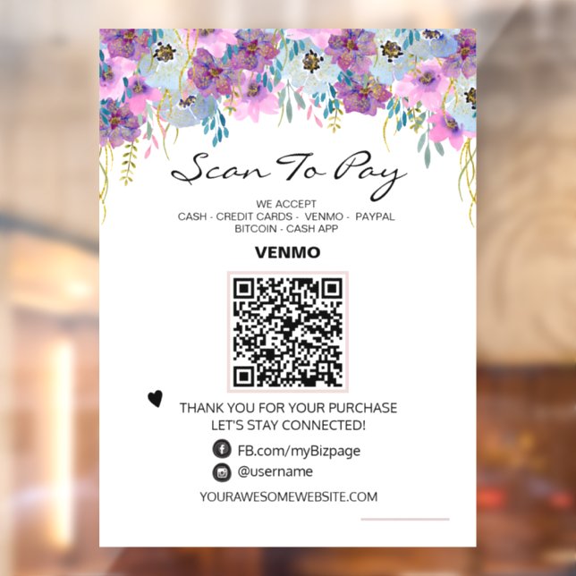 *~* Scan to PAY QR code Payment FLORAL  Window Cli (Sheet 2)