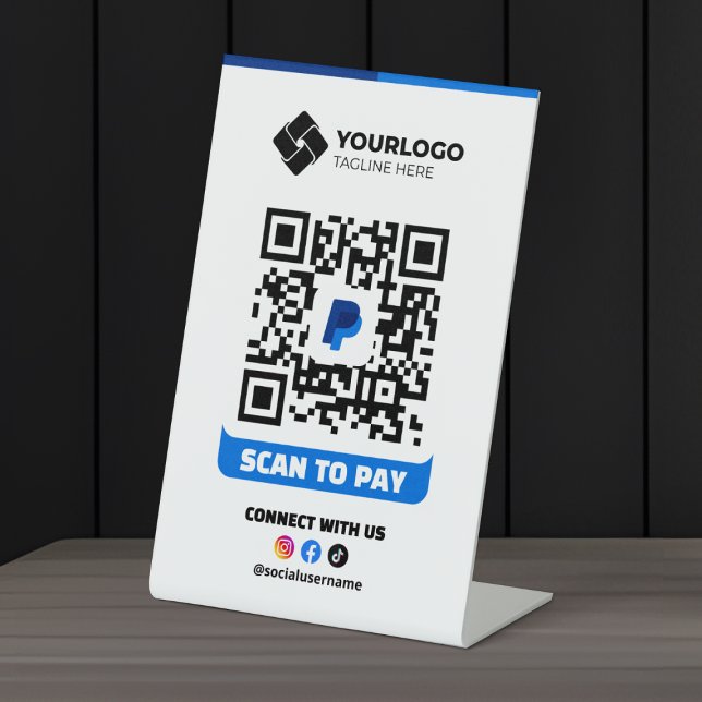 Scan to Pay QR Code Payment Paypal Logo Pedestal Sign (Creator Uploaded)