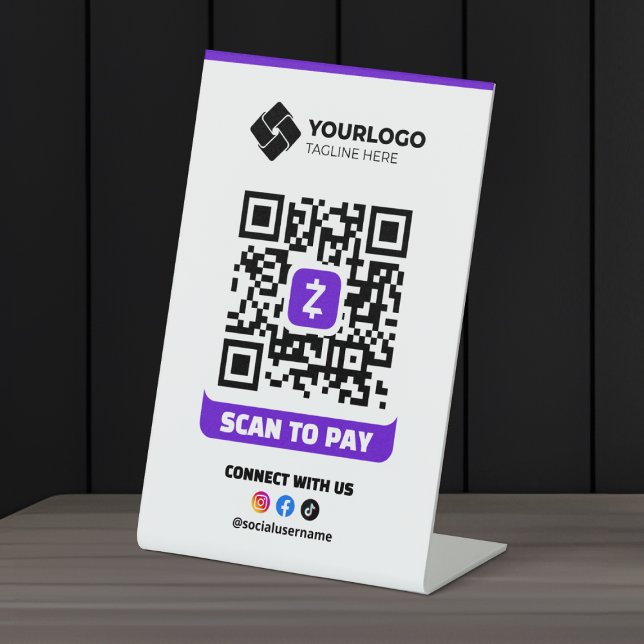 Scan to Pay QR Code Payment Zelle Logo Pedestal Sign (Creator Uploaded)