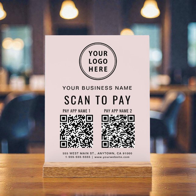 Scan to Pay QR Code Pink Tabletop Acrylic Sign (Scan to Pay QR Code Pink Tabletop Acrylic Sign)