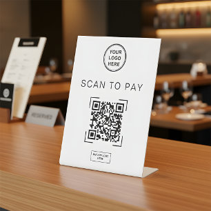 Scan to Pay QR Code Table Sign   Digital Payment