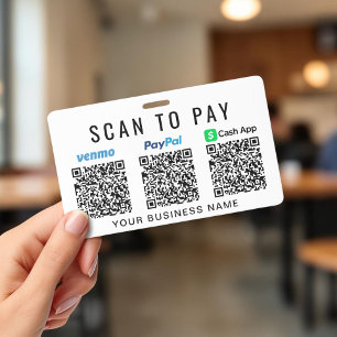 Scan to Pay QR Code Venmo PayPal CashApp Business ID Badge