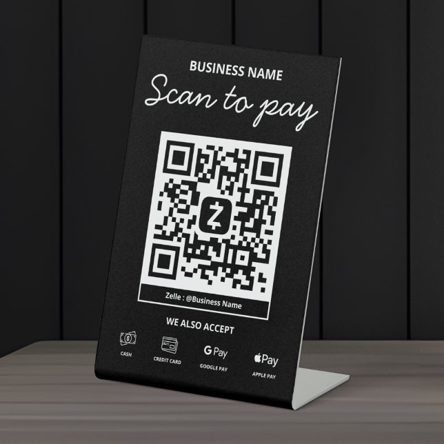 Scan to Pay QR Code Zelle & More Pedestal Sign (Creator Uploaded)